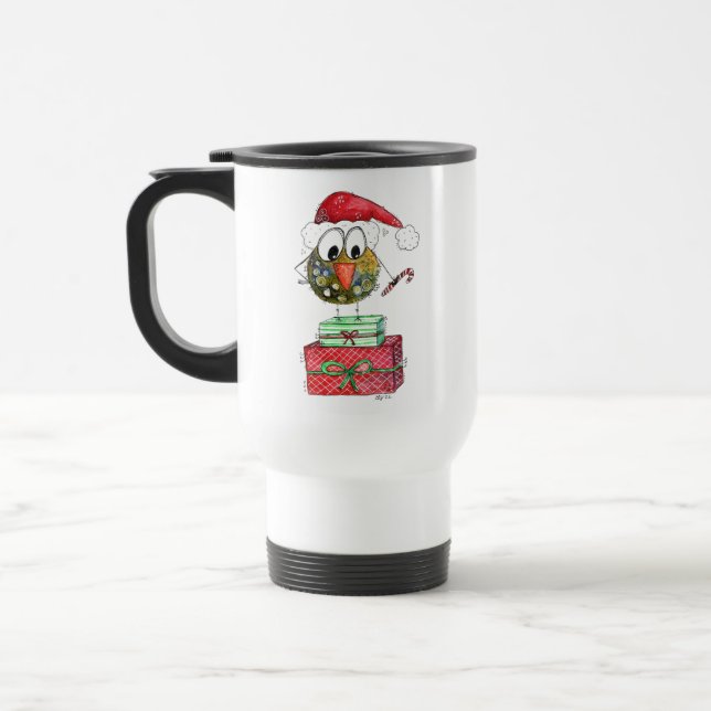 Mug De Voyage Beau Oiseau de Noël Whimsical (Gauche)