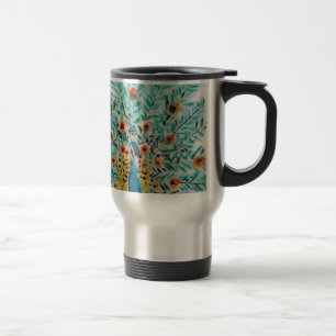 Mug De Voyage Beau Paon Emerald Green Turquoise Peacock