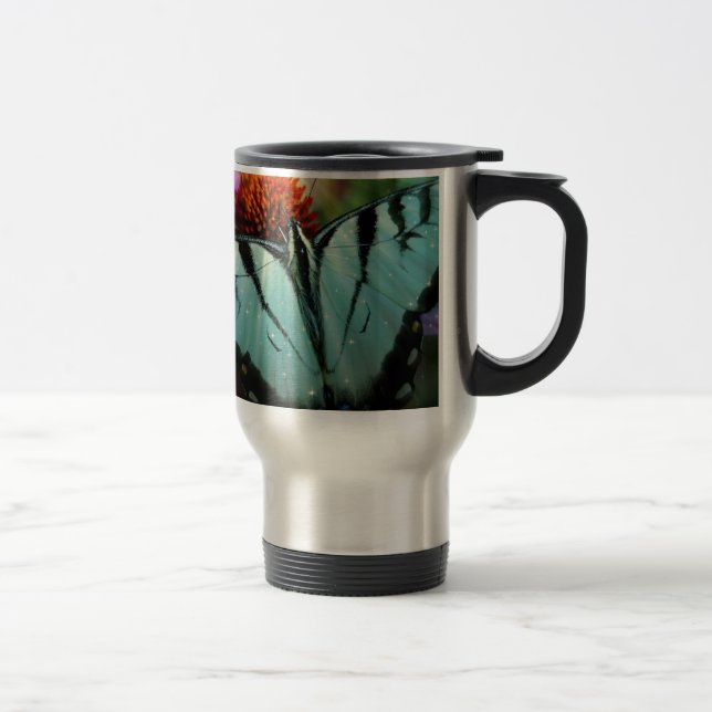 Mug De Voyage Beau papillon Turquoise Swallowtail (Droit)