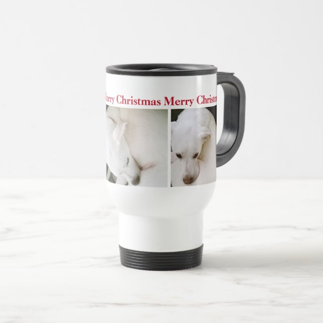 Mug De Voyage Beau Polar blanc Chien Chien Chien Noir (Devant droit)