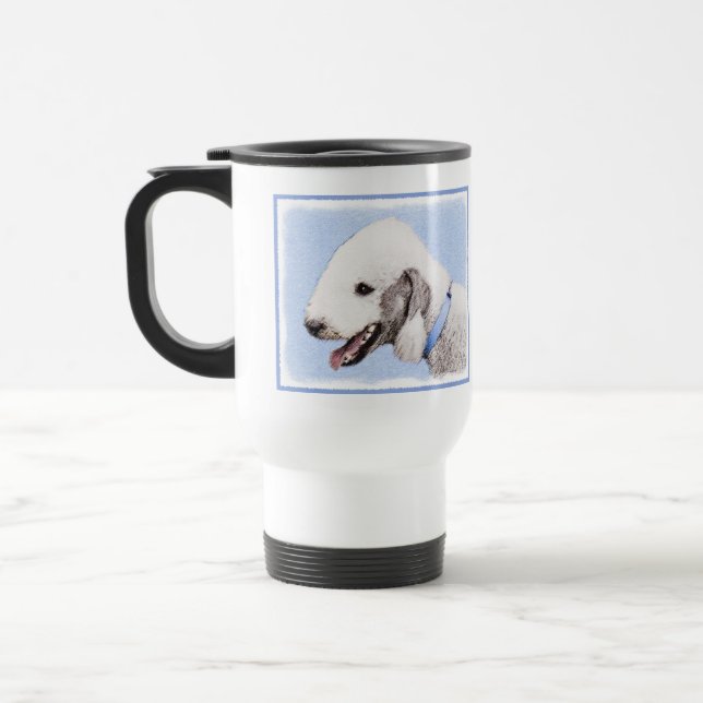 Mug De Voyage Bedlington Terrier Peinture - Art Chien original (Gauche)