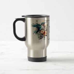 Mug De Voyage Belle aquarelle Hummingbird Monogramme Nom