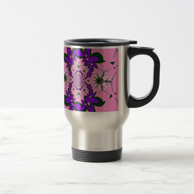 Mug De Voyage Belle Bébé rose Floral Purple Shade Motif Art (Droit)