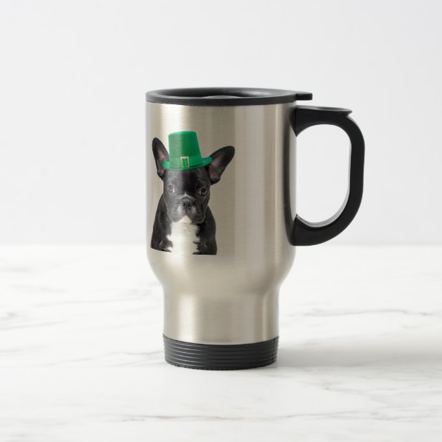 Mug De Voyage Belle Chien de taureau français avec la Saint-Patr (Droit)