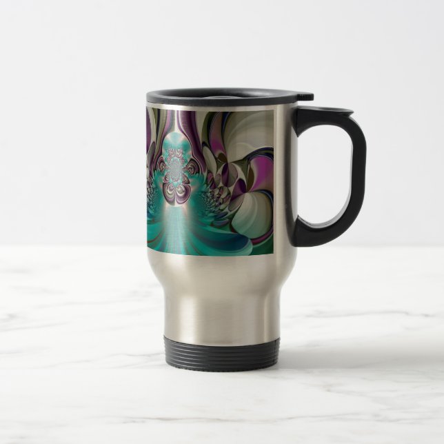 Mug De Voyage Belle impression Angélique Purple et Cyan Abstrait (Droit)