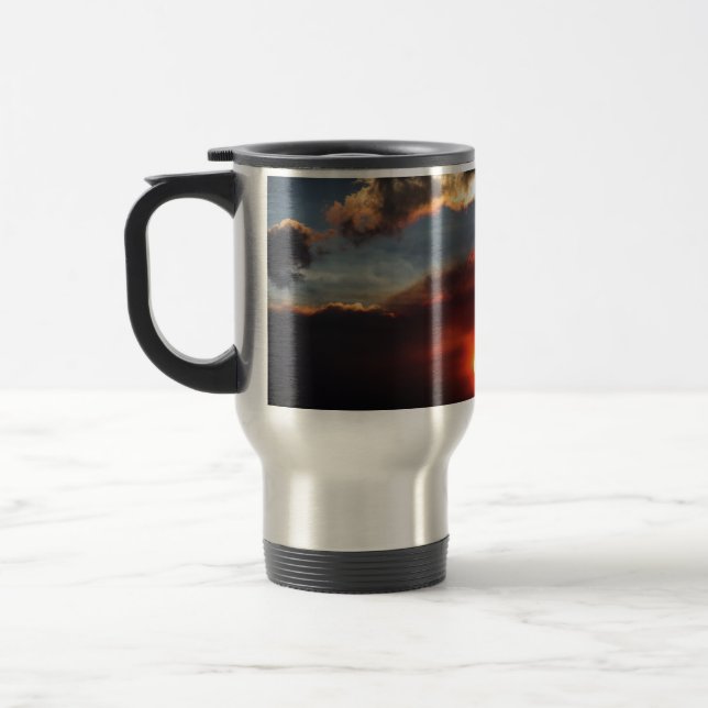 Mug De Voyage belle photo de coucher de soleil enfumé (Gauche)