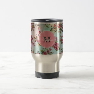 Mug De Voyage Belle tendance girly vintage monogramme roses