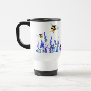 Mug De Voyage Belles fleurs de printemps et abeilles volantes