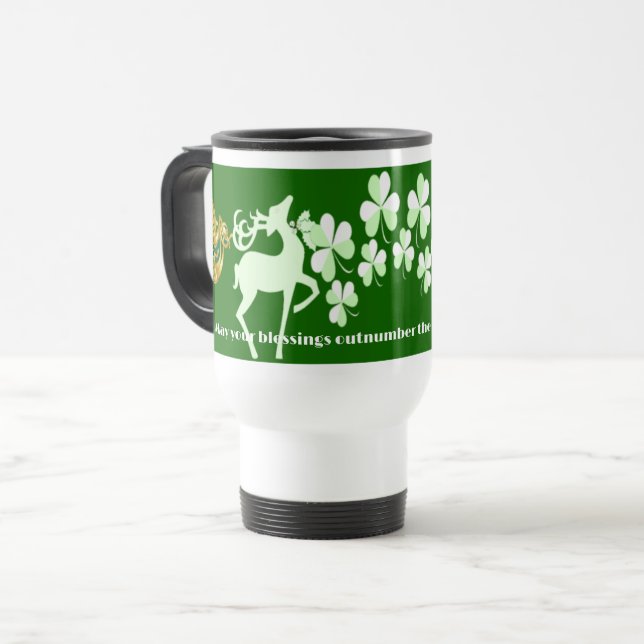 Mug De Voyage Bénédiction des Shamrocks irlandais verts Saint-Pa (Devant gauche)