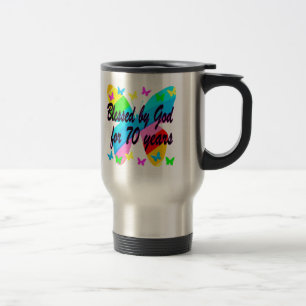 MUG DE VOYAGE BÉNÉFICIÉ PAR DIEU 70ÈME BUTTERFLY DESIGN
