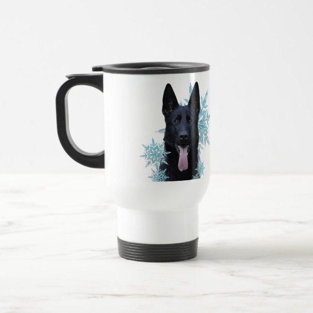 Mug De Voyage Berger noir allemand dans les flocons de neige (Gauche)