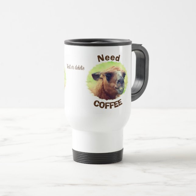 Mug De Voyage Besoin Humour café Llama personnalisée (Devant droit)