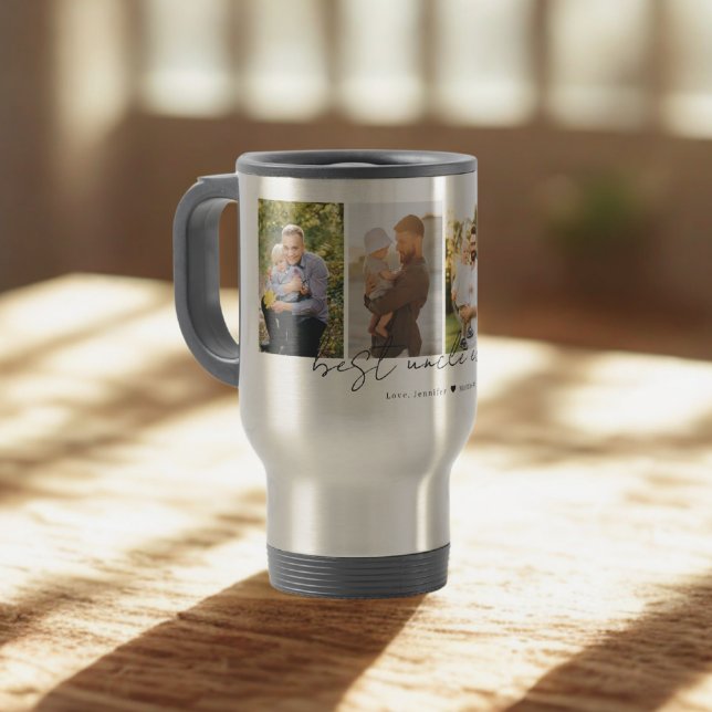 Mug De Voyage Best Uncle Ever Modern Script 4 Photos Collage (Créateur téléchargé)