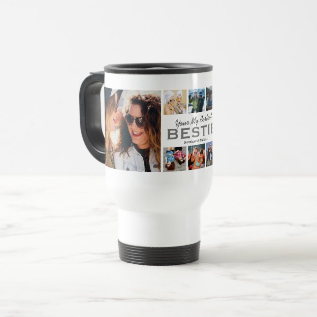 Mug De Voyage Bestie la meilleure photo Collage Voyage Mug (Devant gauche)