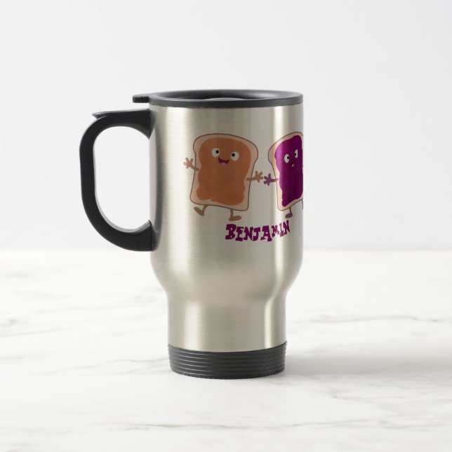 Mug De Voyage Beurre d'arachide mignonne et caricature sandwich  (Gauche)