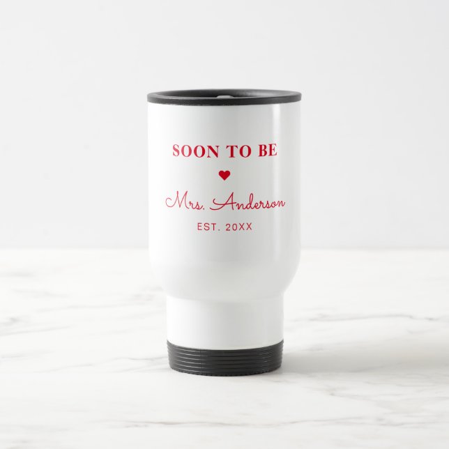 Mug De Voyage Bientôt Mme Personnalisé Rouge Rétro (Centre)