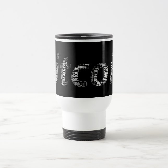 Mug De Voyage Bitcoin logo wordart graphiques (Centre)