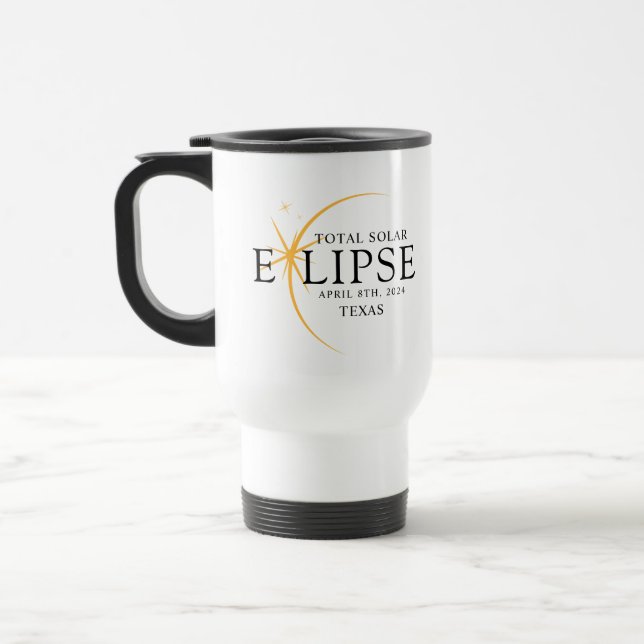 Mug De Voyage Black & Gold 2024 Texas Total Solar Eclipse (Gauche)