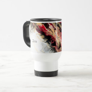 Mug De Voyage Black Gold Red Espace négatif Abstrait Personnalis