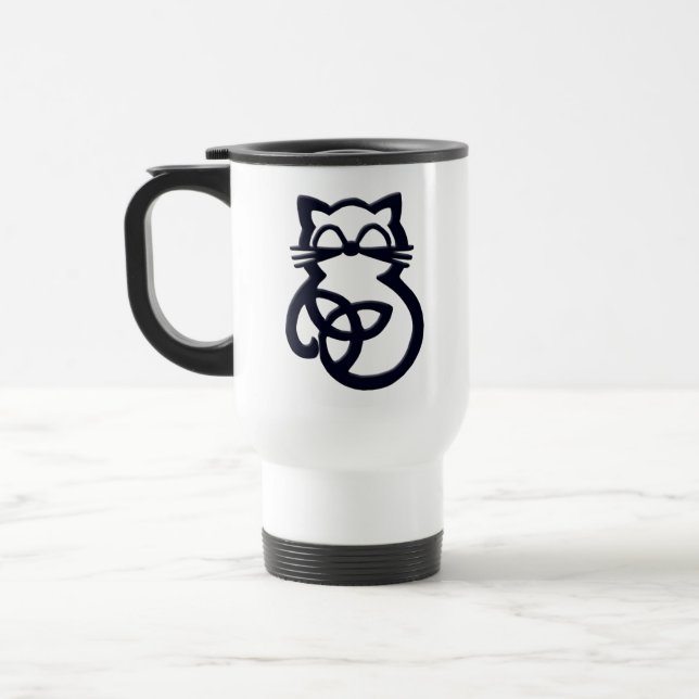 Mug De Voyage Black Trinity Knot Celtic Chat Voyage Mug (Gauche)