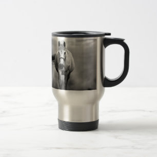 Mug De Voyage Black White Runse Horse Freedom