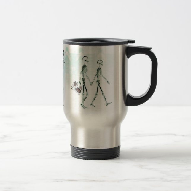 Mug De Voyage Blanc négatif de balade d'après-midi de squelettes (Droit)