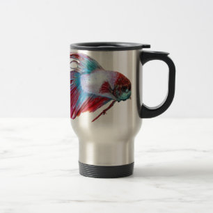 Mug De Voyage Blanc rouge et bleu (les poissons dégagent