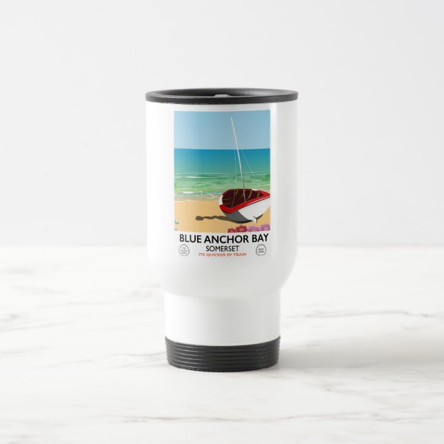 Mug De Voyage Bleu Ancre Bay Somerset affiche de voyage (Centre)