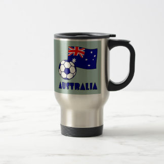 Mug De Voyage Bleu Australie Soccer Ball Drapeau vert Arrière -