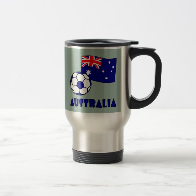 Mug De Voyage Bleu Australie Soccer Ball Drapeau vert Arrière -  (Droit)