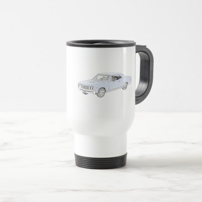 Mug De Voyage Bleu Chevy 1967 Chevelle (Devant droit)