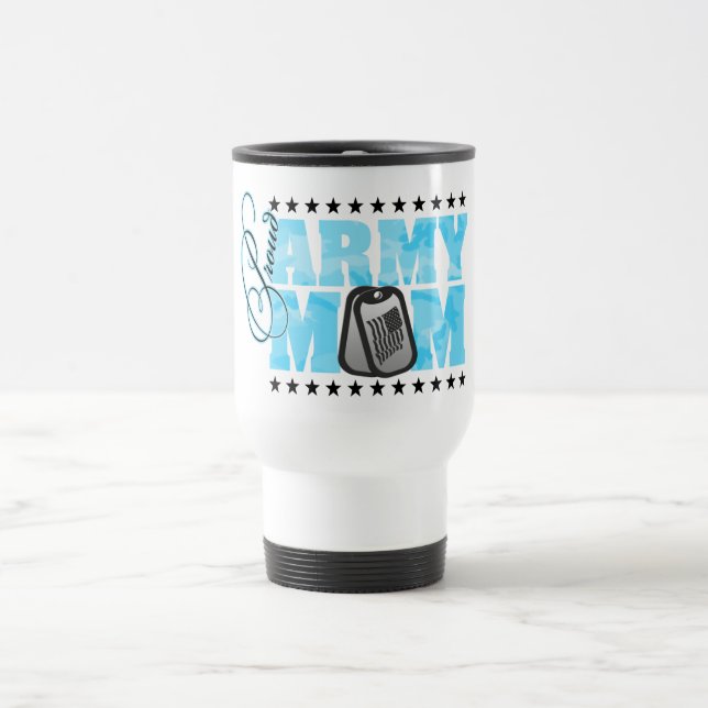 Mug De Voyage Bleu fier Camo de maman d'armée (Centre)