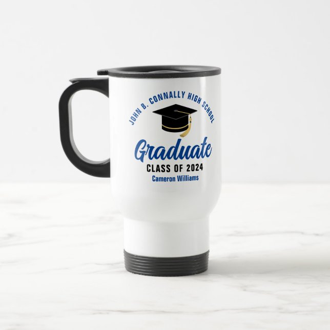 Mug De Voyage Bleu Graduation Custom Graduate Keepsaké (Gauche)