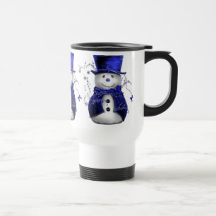 Mug De Voyage Blue Christmas Snowman