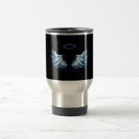 Blue Glowing Angel Wings on black background