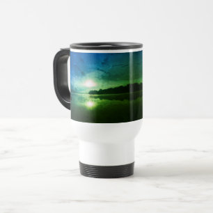 Mug De Voyage Blue Green Morning Sunrise abstrait à CT River