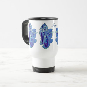 Mug De Voyage Blue Irises Floral Art Personnalisé