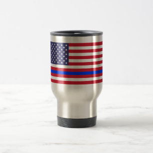 Mug De Voyage "BLUE LINE MINCE sur le DRAPEAU "