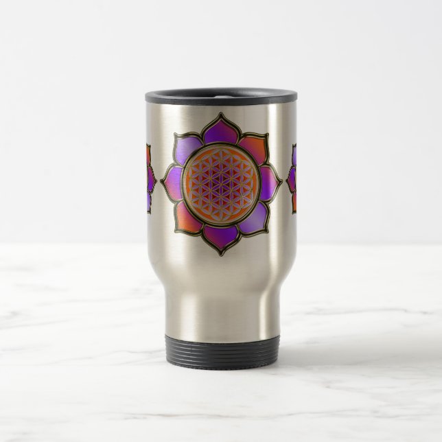 Mug De Voyage Blume des Lebens Lotus - violet orange (Centre)