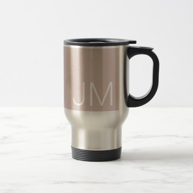 Mug De Voyage Blush Rose Chic Monogramme Initiales Géantes Tra (Droit)