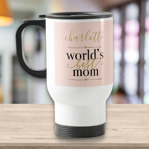 Mug De Voyage Blush rose et or Mondes personnalisés Best Mom