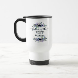 Mug De Voyage Boho Chic Mint & Navy Floral Mère de la mariée