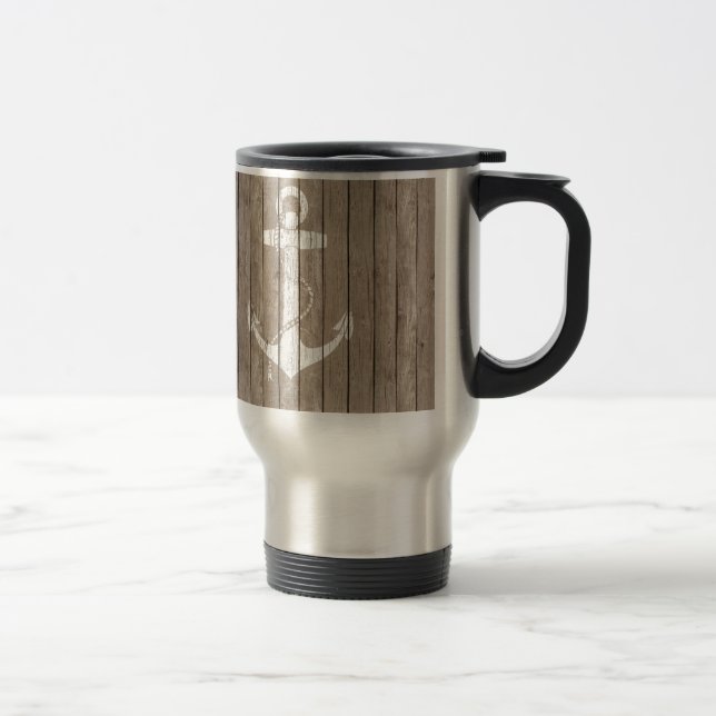 Mug De Voyage Bois affligé avec l'Ancre (Droit)