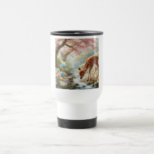 Mug De Voyage Bois de printemps avec canard et faon/cerf