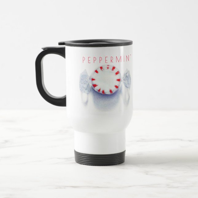 MUG DE VOYAGE BONBON À LA MENTHE + Texte (Gauche)