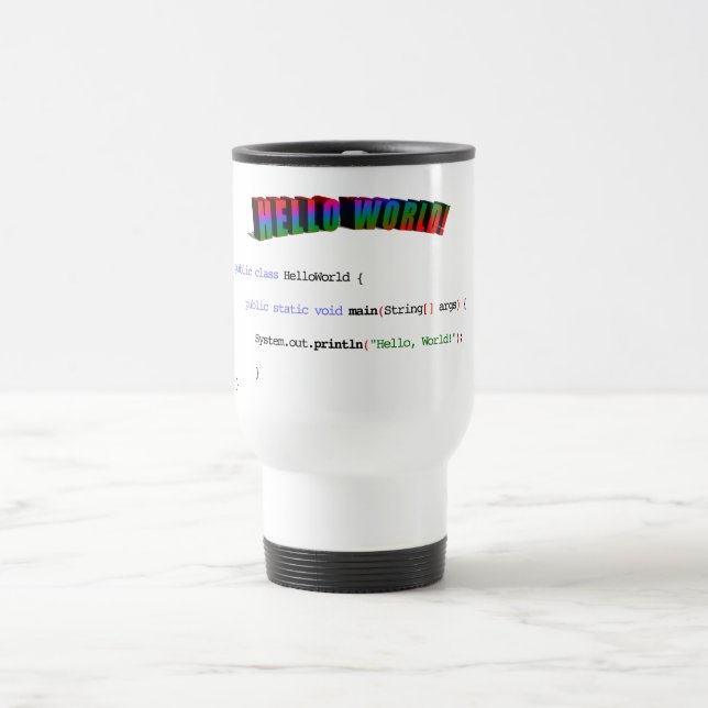Mug De Voyage Bonjour World geek saluant Java (Centre)