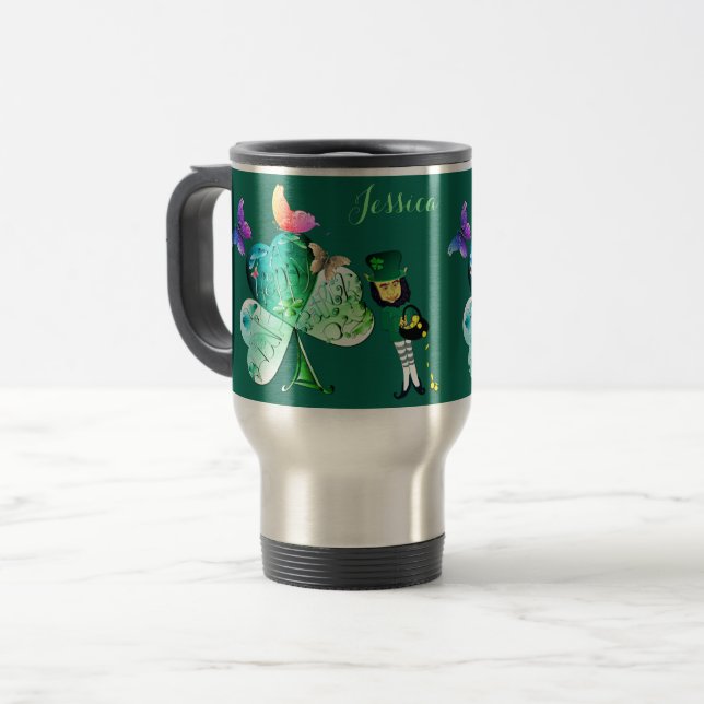 Mug De Voyage "Bonne St. Patrick's Day" Leprechaun (Devant gauche)