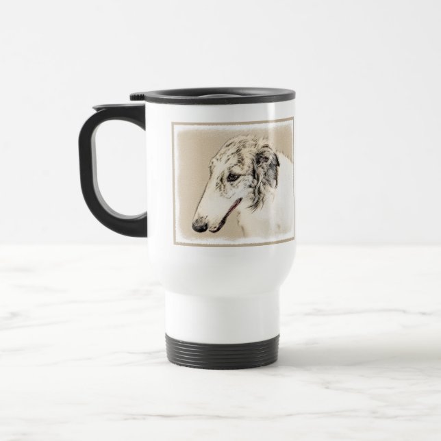 Mug De Voyage Borzoi (Argent Brindle) Peinture Chien Art origina (Gauche)