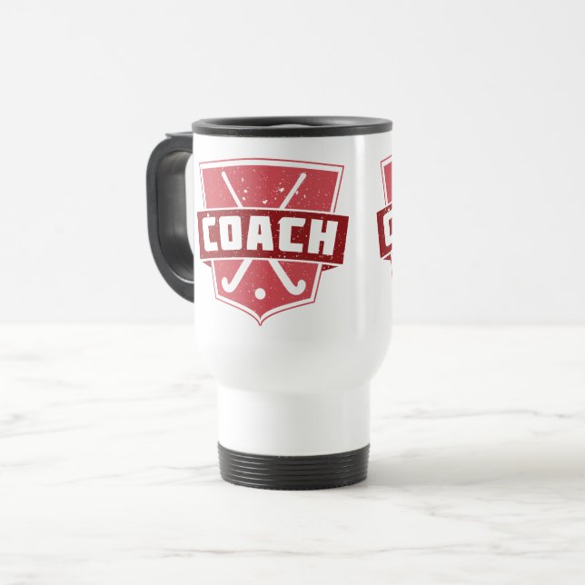 Mug De Voyage Bouclier des entraîneurs de hockey sur gazon (Devant gauche)