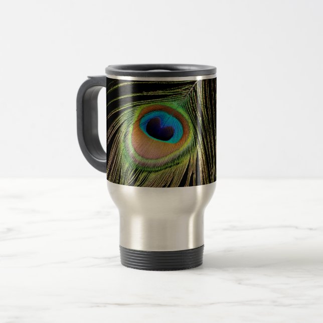Mug De Voyage Boue de voyage en plume de paon (Devant gauche)